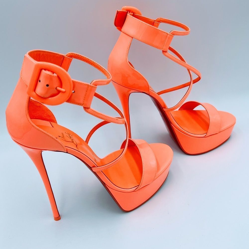 Christian Louboutin Women’s Heels Choca Pumps Salmon Patent Leather Platform 41
